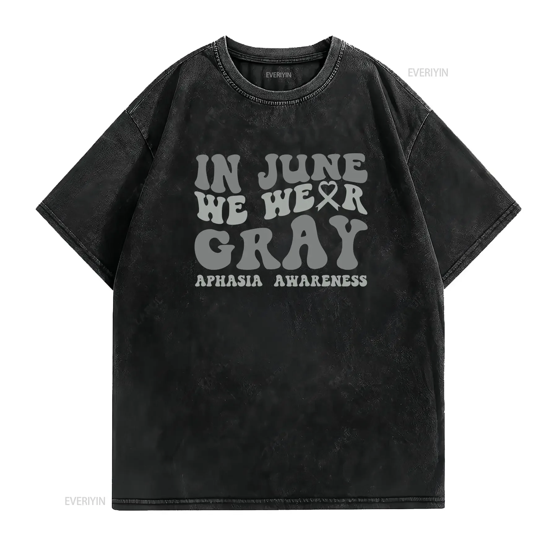 Aphasia Awareness T Shirt Support Walk Gray Ribbon SLP Matching Family Squad Speech Therapist vintage Washed Breathable
