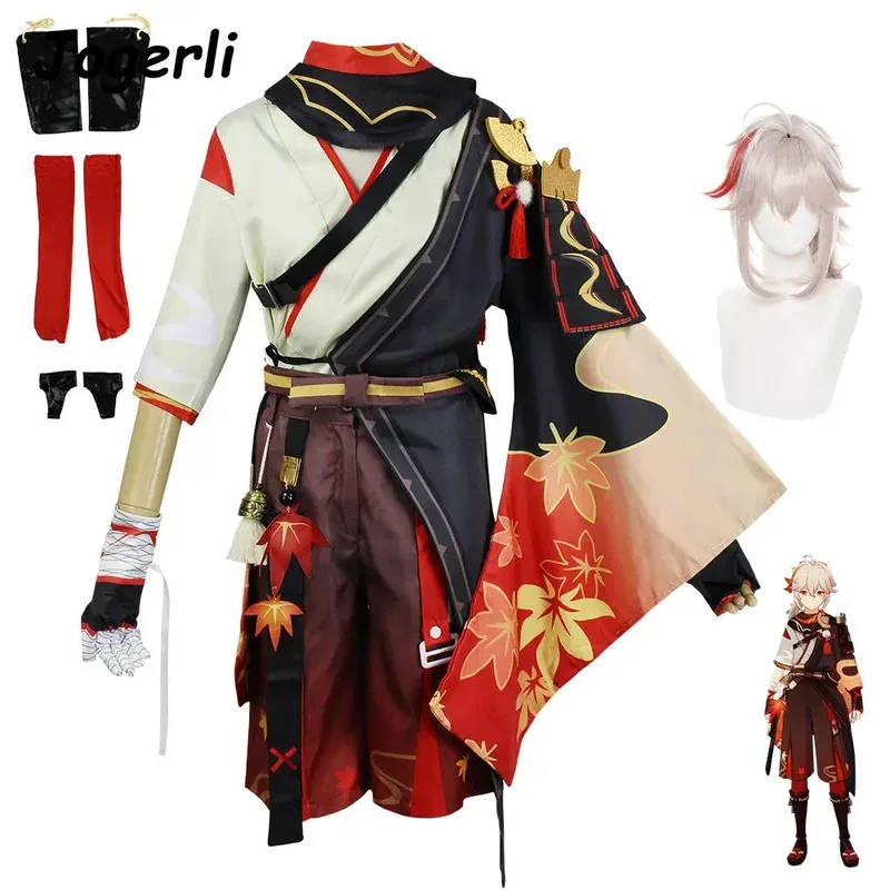 Genshin-Disfraz de impacto Kaedehara Kazuha, traje de personaje, ropa de juego de rol de alta calidad, ropa de Halloween para mujer y hombre; 6'