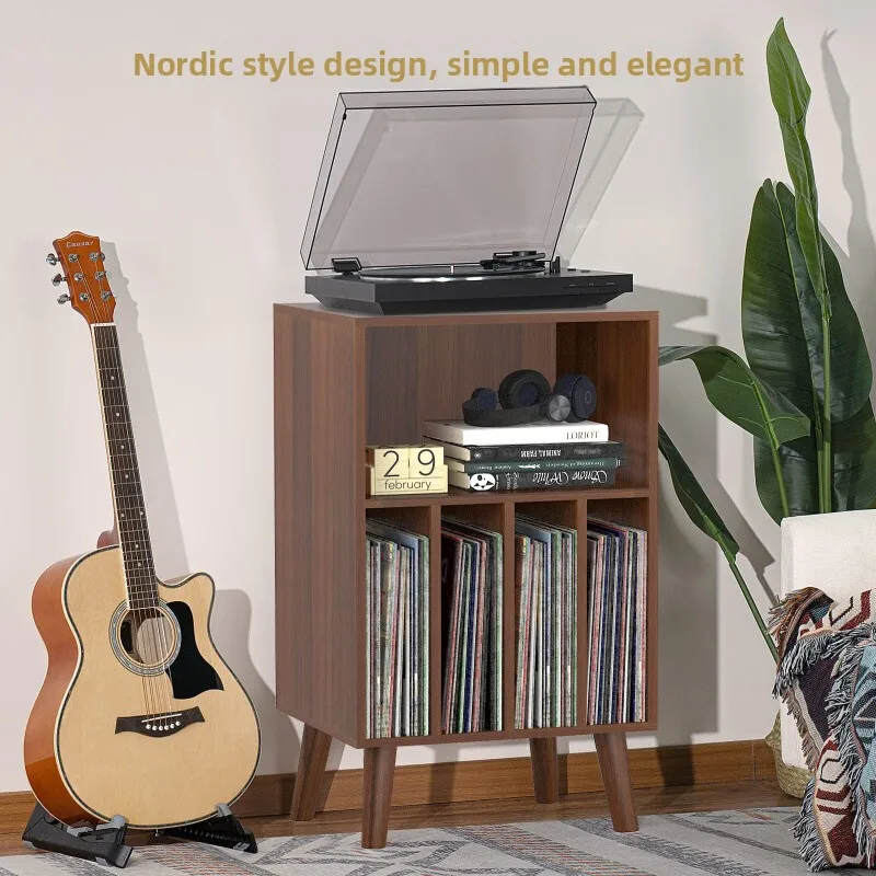 

Wooden Record Audio Cabinet, Nordic Style Storage Bookcase, Floor Magazine Rack, Large Capacity Storage Cabinet Living Room