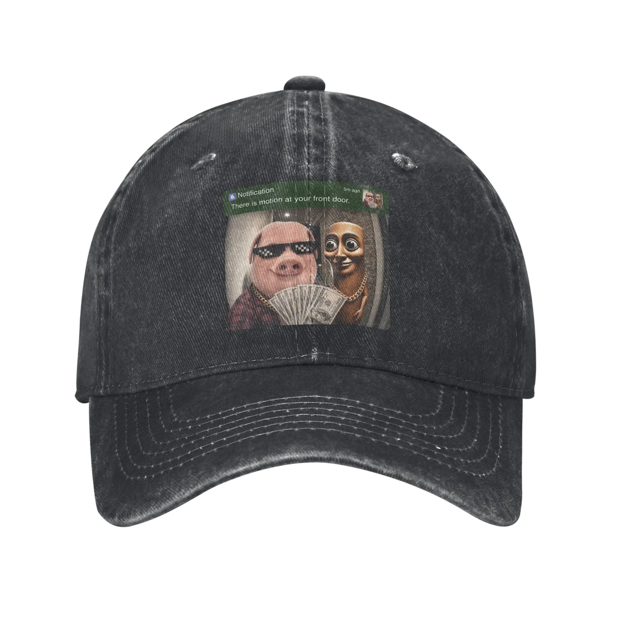 Summer There is Motion at Your Front Door Tung Tung Tung John Pork Baseball Cap Sun Washed Trucker Hat Women Men Baseball Caps