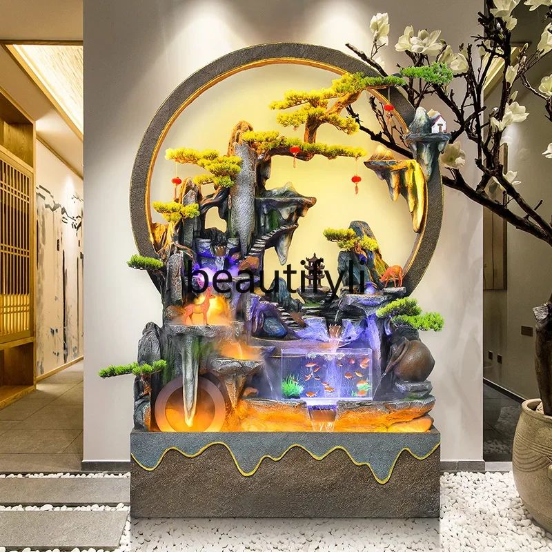 

A26 Water curtain wall living room fish tank rockery fountain landscape courtyard feng shui wheel ornament