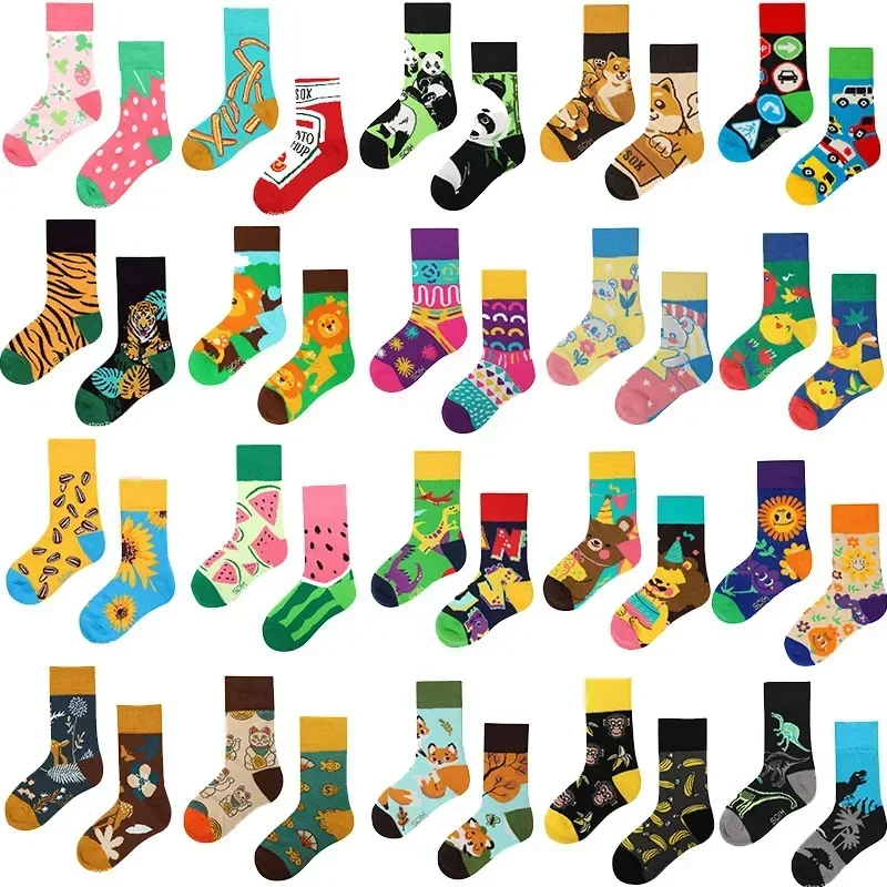 

AB New Children's Parent-child Style Boys and Girls Colorful Cute Cartoon Fashion Sports Children's Mid tube Cotton Socks