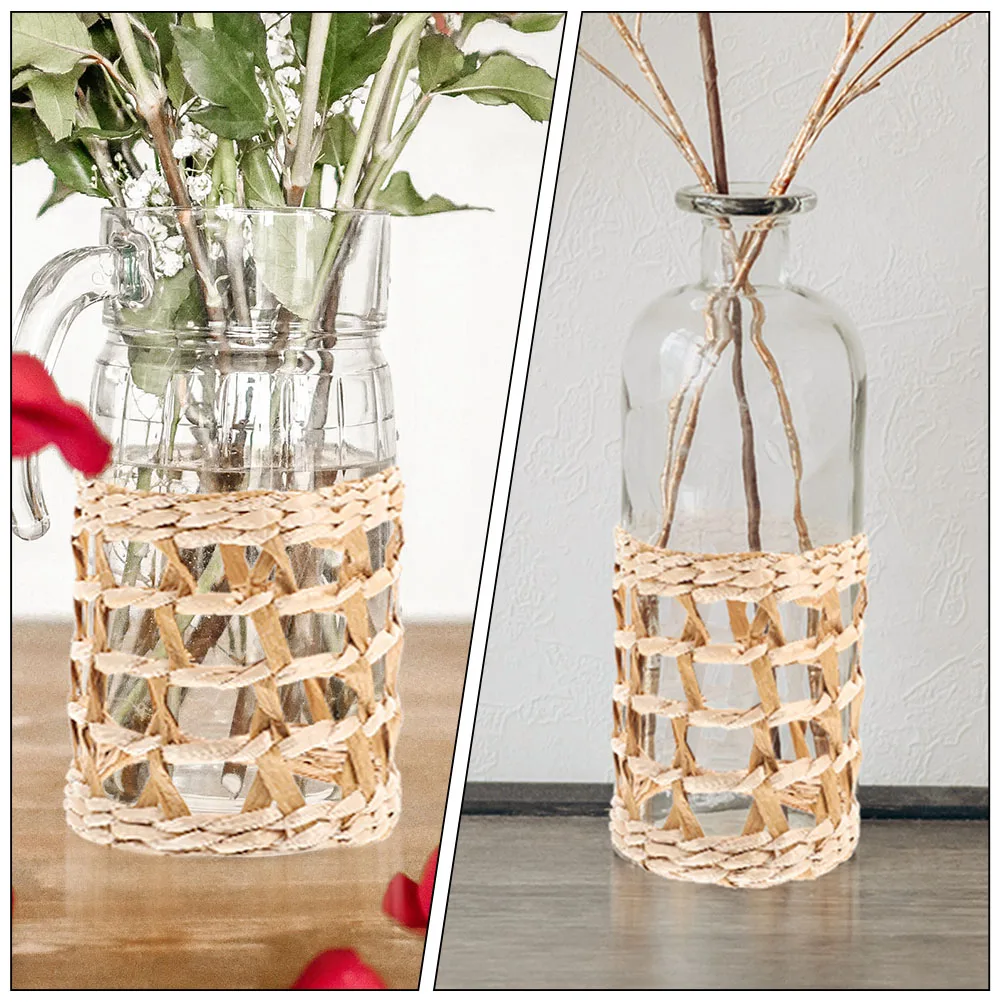 

3 шт., нескользящие соломенные тканые подстаканники для напитков, универсальные крышки для бутылок, рукав, соломенный держатель для чашек, крышки для кружек, крышка для бутылок с лосьоном