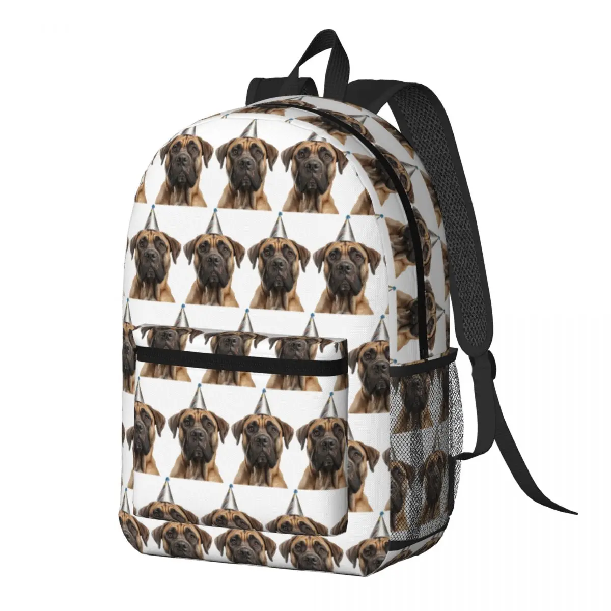Mochila con diseño de perro Boerboel con sombrero de fiesta, mochila de gran capacidad para niños y niñas, mochila escolar, bolsos de hombro para hombres y mujeres