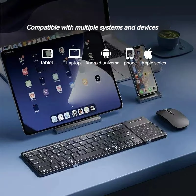 

Wireless Bluetooth Folding Keyboard Touchpad with Digital Function Dual Mode Folding Keyboard