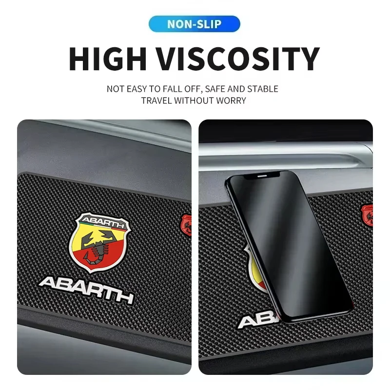 PVC Car Dashboard Anti-Slip Mat Phone Key Holder Non-Slip Pad For Abarth FR FIAT 500 595 695 124 Bravo Linea Siena Panda
