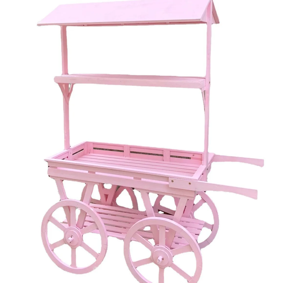 American rural hand push wooden float flower stand flower rack flower shop decorative display rack retro cart