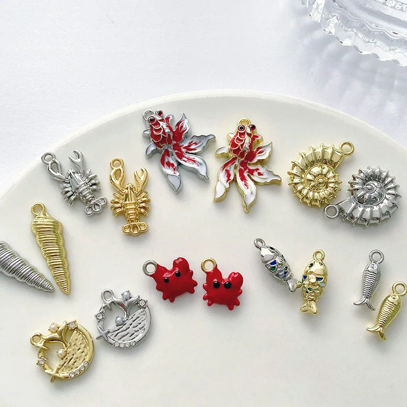 

10 шт., хит продаж, милые ювелирные изделия в виде океана, подвески в виде рыбы, серебристого цвета, ожерелье, серьги, браслет, подвеска, разъемы, изготовление ювелирных изделий своими руками