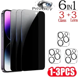 Protectores de pantalla de privacidad y película de protección de cámara para iPhone 15, 14, 13 Pro Max, mica, vidrio antiespía, 1-3 piezas