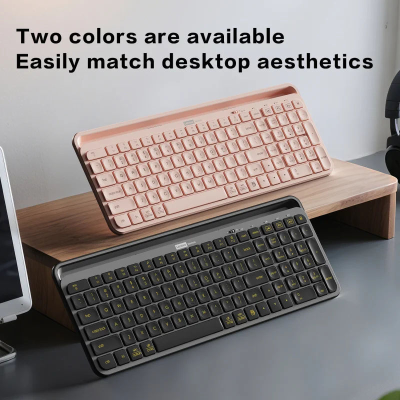 لينوفو K550 Keyboard-105Key، 2.4G وبلوتوث ثنائي القناة، وزر كتم الصوت، ومفاتيح وظائف الوسائط المتعددة، للاستخدام المكتبي للألعاب