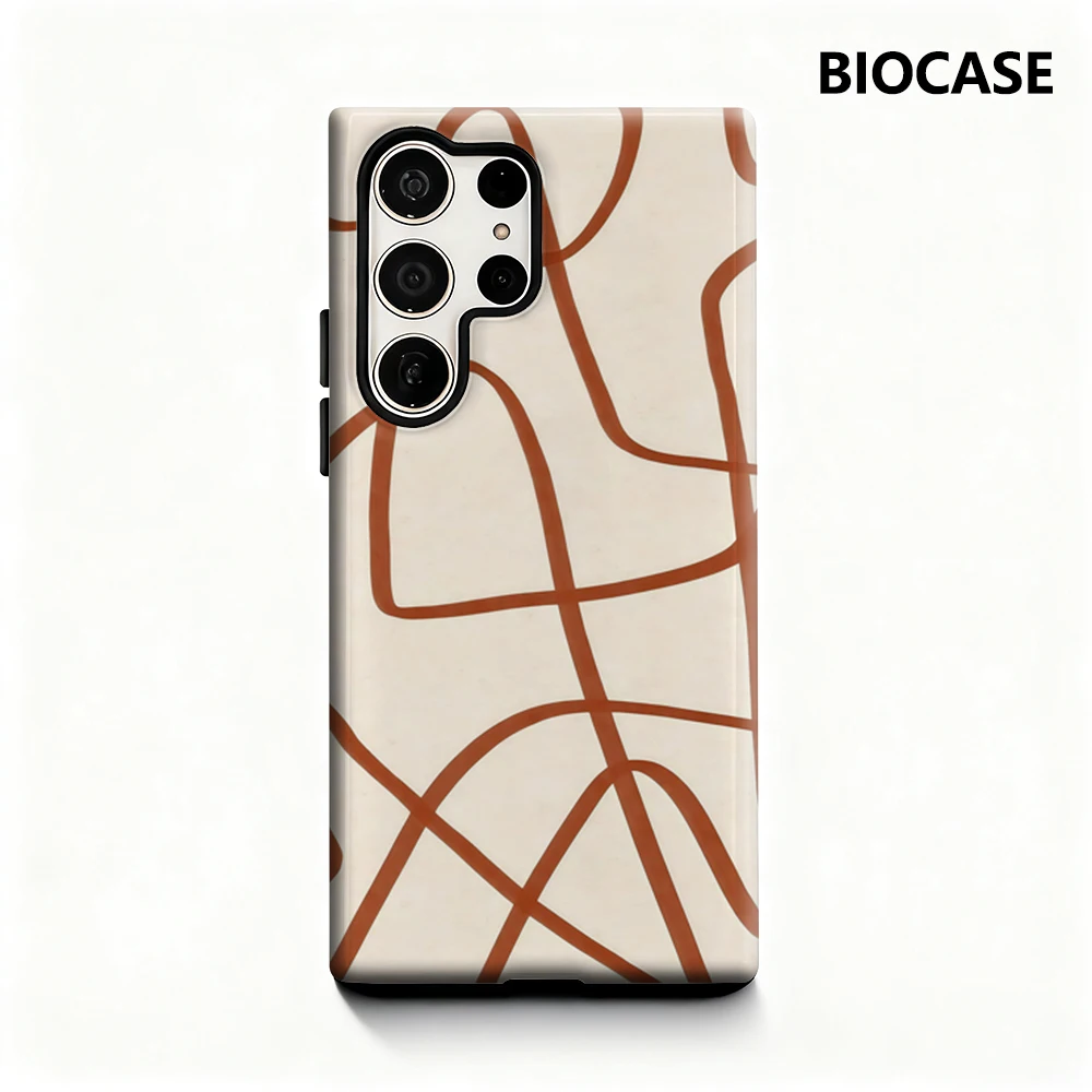 

Чехол для телефона Rust Abstract Curves для Samsung Galaxy S25 Ultra S24 S23 Ultra Plus, глянцевая двухслойная задняя крышка