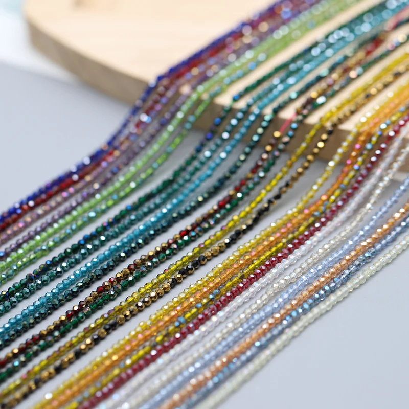 2mm (5 strand 922pcs) Color Crystal Glass Beads Seed Small Beads Round Faceted Charm Loose Spacer Beads For Jewelry Making DIY