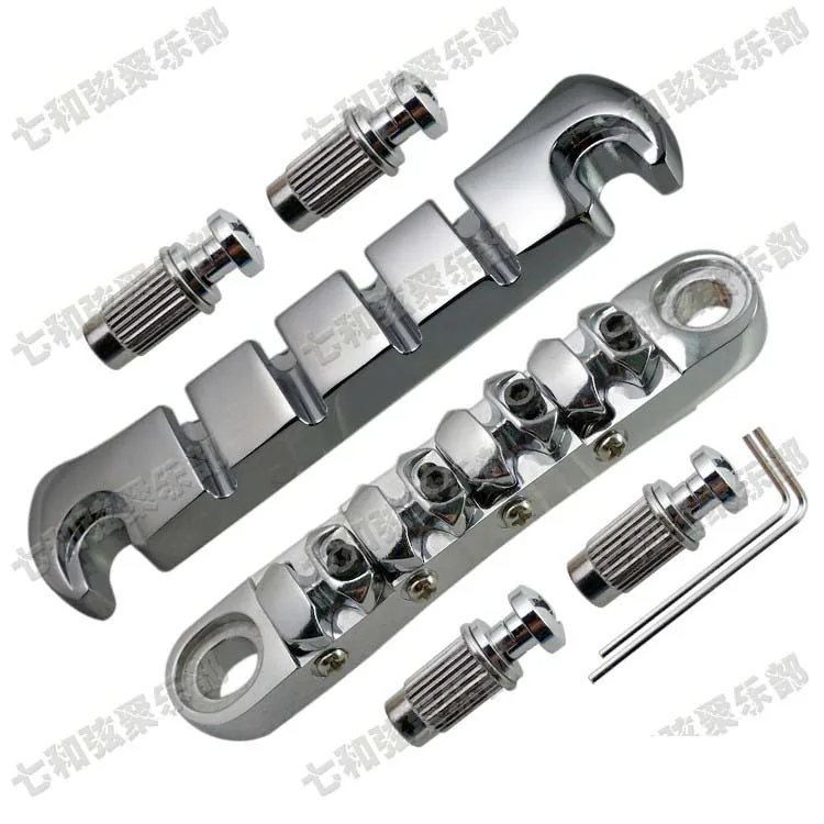 

A Set Chrome 4 String Bass Tune-o-Matic Bridge & Stop Bar Tailpiece for Electric Bass Guitar