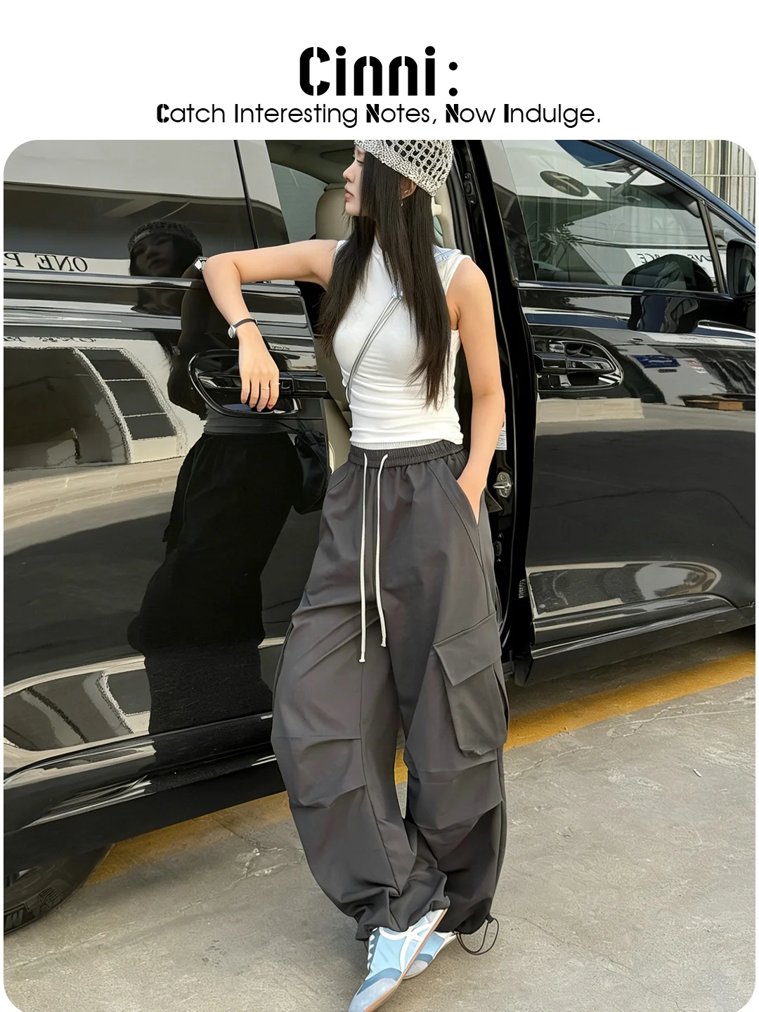 

Spring 2026 Women's High Waist Drawstring Wide Leg Workwear Pants Outdoor Functional Style Polyester Fiber Iron Free