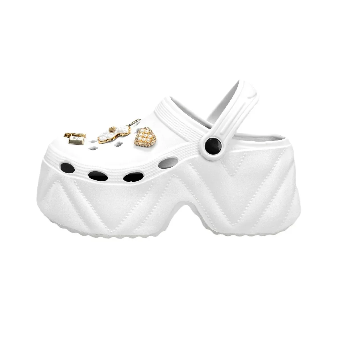 Estate nuove donne moda oro diamante orso tacco alto modello in ecopelle zoccoli scarpe che aumentano scarpe da giardino con fondo spesso