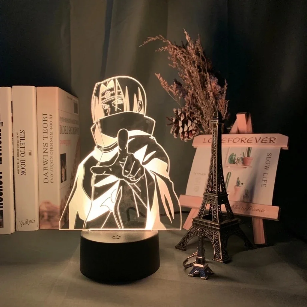 Naruto Akatsuki Hatake Kakashi Action Figures giocattoli Gaara Manga Night Light Uzumaki lampada da camera da letto in acrilico giocattoli per le