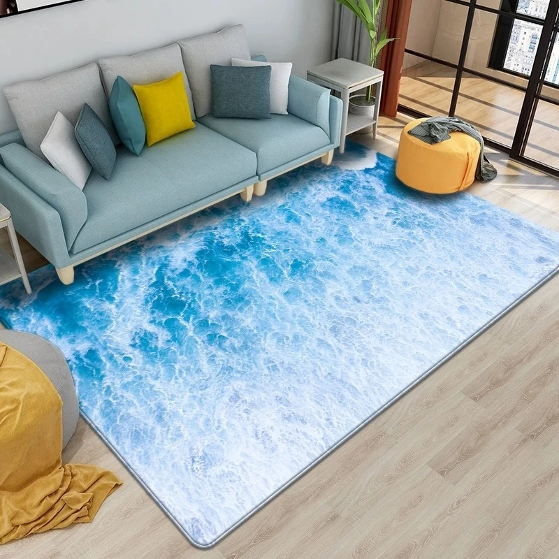 Beach Waves 3D Printed Carpets for Living Room Kids Room Rug Kitchen Mat Floor Carpets Modern Entrance Mat Home Bathroom Rugs
