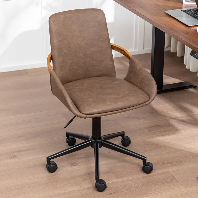 Ergonomic Office Chair Swivel Adjustable Computer Chair with Lumbar Support  Anti-Scratch Leather