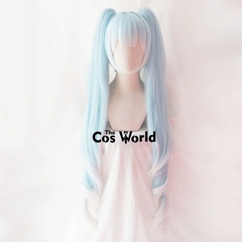 

2019 Miku Snow Cosplay Wig 120cm/47.24in Long Gradient Double Ponytail Tiger Clip Straight Anime Halloween Wig