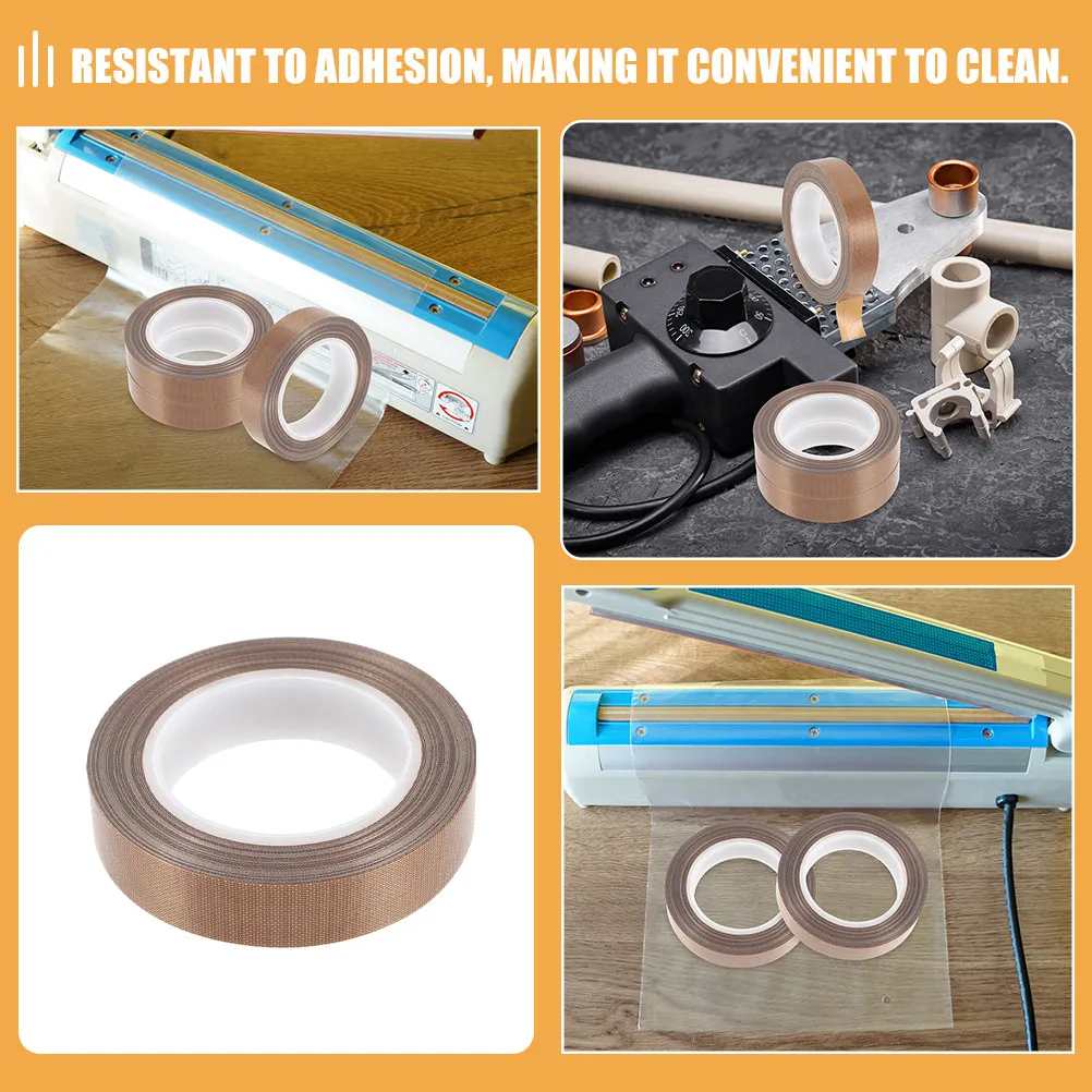 2 Rolls Vacuum Sealer Ptfe Tape 10M Each High Temp Resistant Insulation Tape Non Stick Surface Long Life for Food Sealing and