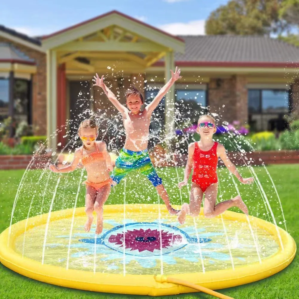 Kids Summer Play Spray Water Mat Giant Cartoon Inflatable Toys Beach Garden Outdoor Game Lawn Swimming Pool Mat Boys Girl Toys