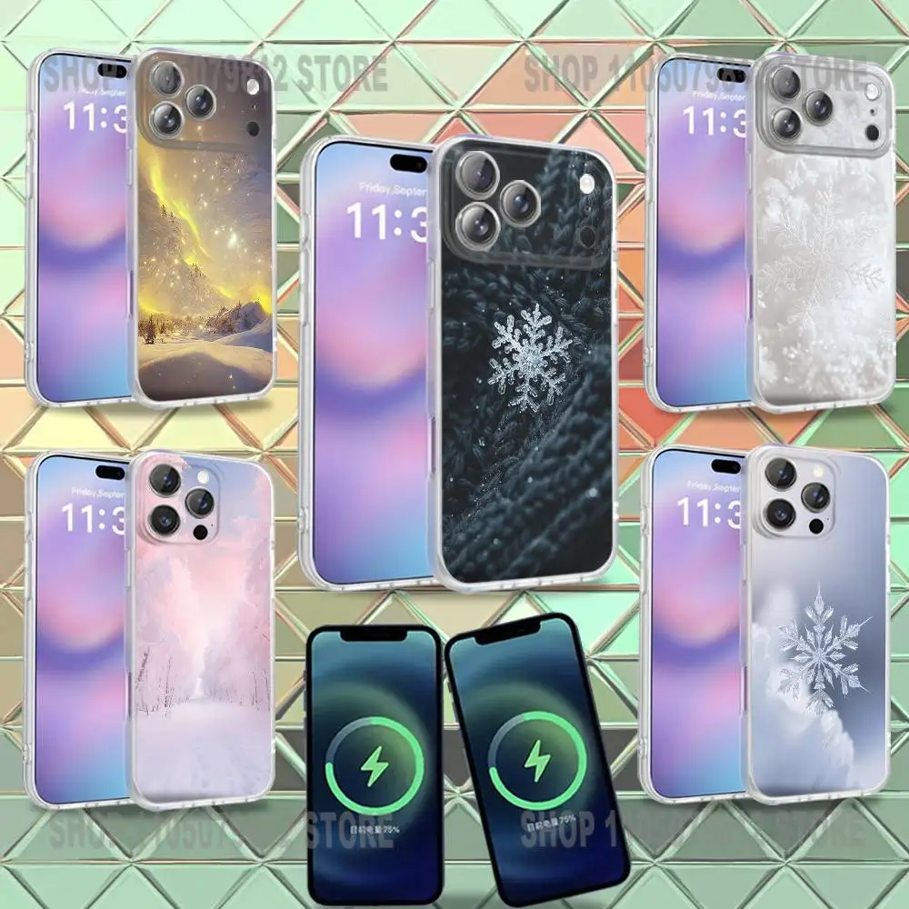

Winter Christmas Snowflake Phone Case For iPhone 16,14,11,17,13,15,12,Air,Plus,Pro,Max,E,Mini Frosted for MagSafe Magnetic
