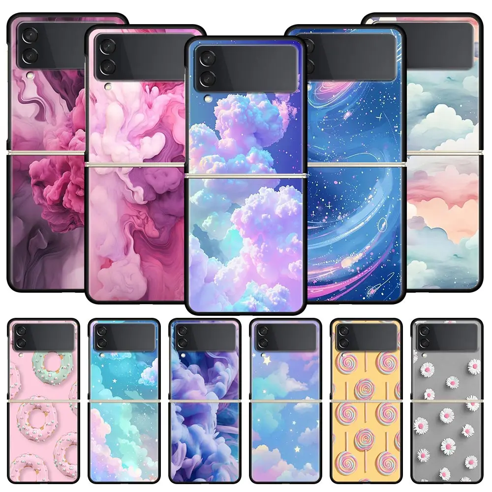 Phone Case for Samsung Galaxy Z Flip 3 4 5 6 Folding Shell For Samsung Z Flip4 Flip5 PC Hard Cover Floating Liquid candy mural