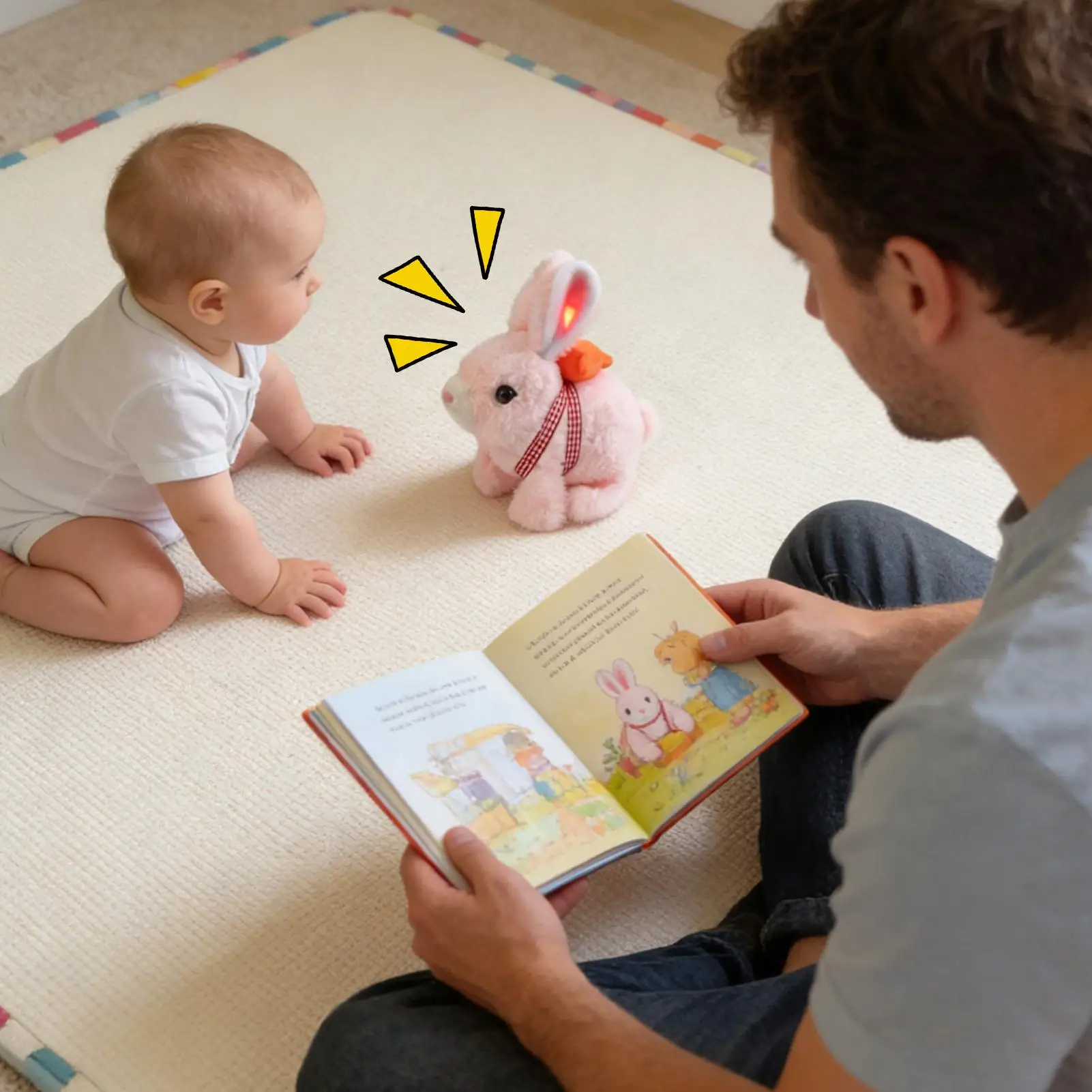 Coniglietto di Peluche Interattivo con Coda Elettrica Realistica, Giocattolo Morbido per Famiglia, Ragazze, Educazione e Gioco