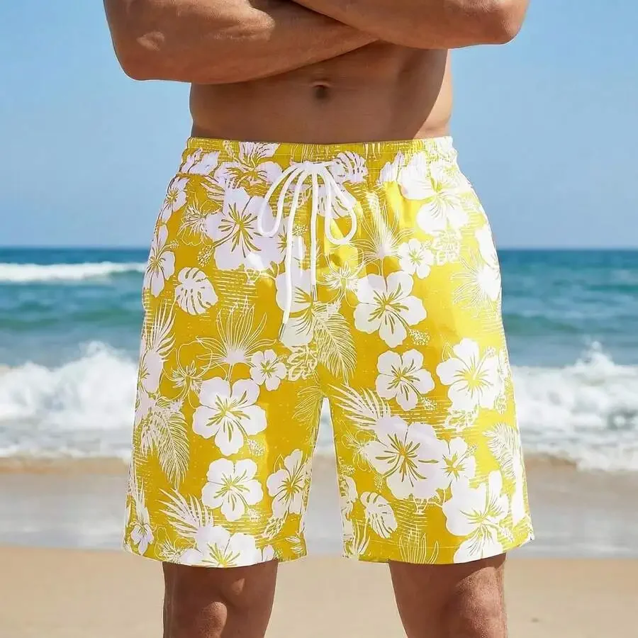 

Mens Hawaiian Floral Swim Trunks Beach Shorts Summer Casual