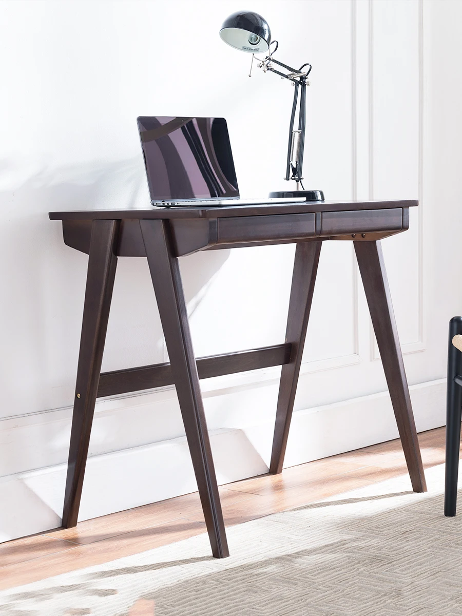 Full solid wood desk, home, Nordic small unit computer desk, beech wood writing, environmental protection learning