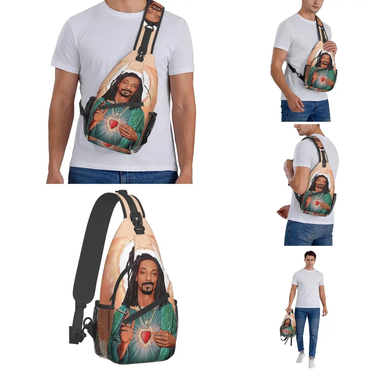 Jesus Snoop dogg Crossbody กระเป๋าสะพายเย็นกระเป๋าคาดหน้าอกคริสเตียนกระเป๋าเป้สะพายหลังประจำวันสำหรับเดินทางเดินป่ากีฬาแพ็ค