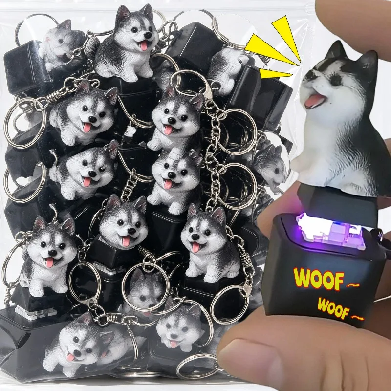 Creative Puppy Fidget Sound Keychain Cute Dog Rechargeable with Lights Hangings Stress Relief Fingertip Gadget Fidget Keyrings