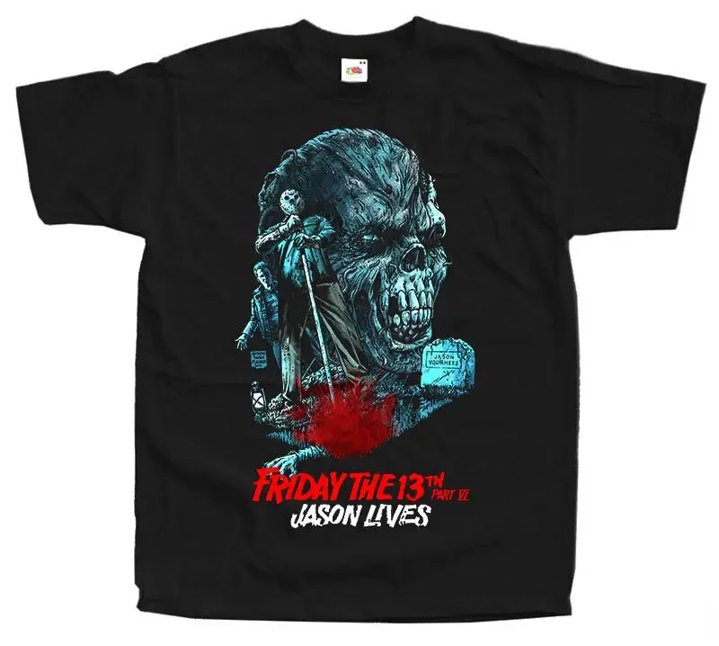 

Friday The 13th v40 T shirt BLACK horror movie poster all sizes S-5XL