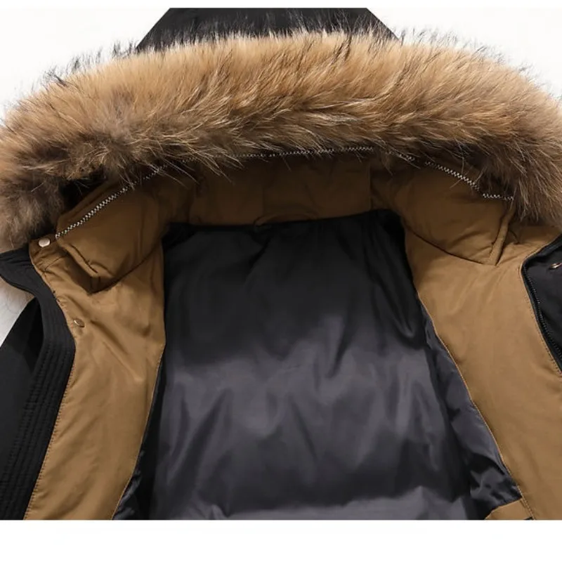 2023 New Down Jacket Men Mid-Length Winter Thickened Hooded Parka Trendy Men White Duck down Big Fur Collar High-End Overalls
