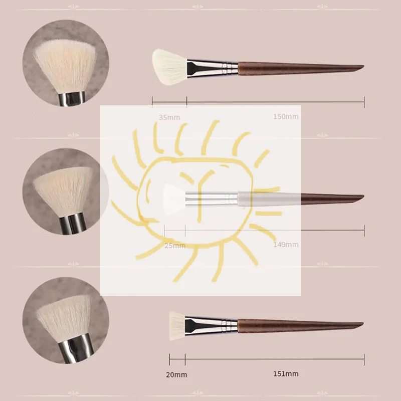 Zestaw pędzli do makijażu z włosia zwierzęcego, pędzle do ust, pędzel do cieni, miękkie pędzle do makijażu, narzędzia kosmetyczne, pędzel do rozmazywania, pojedynczy.