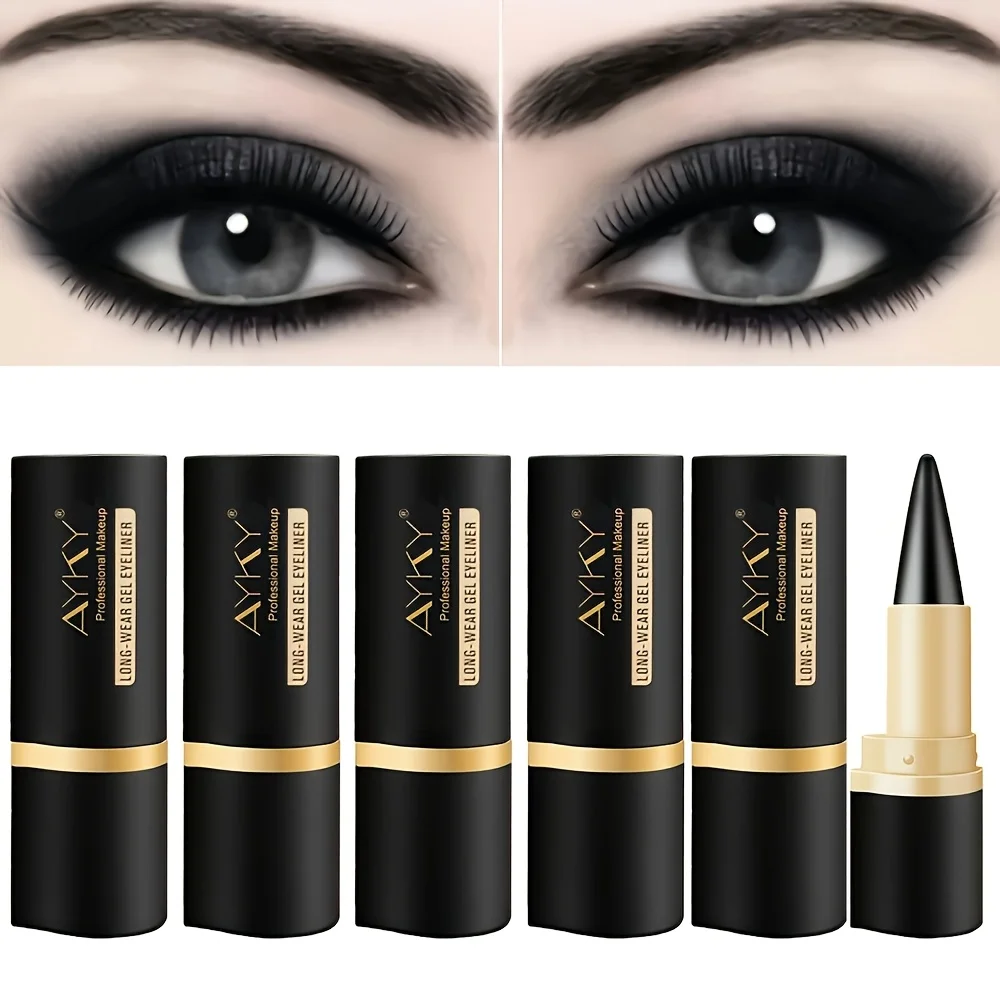 محدد عيون أسود غير لامع، مقاوم للتلطخ، مقاوم للماء، مقاوم للتحويل، مناسب للمبتدئين، ضروري لمظهر كحل أسود/بني، #4