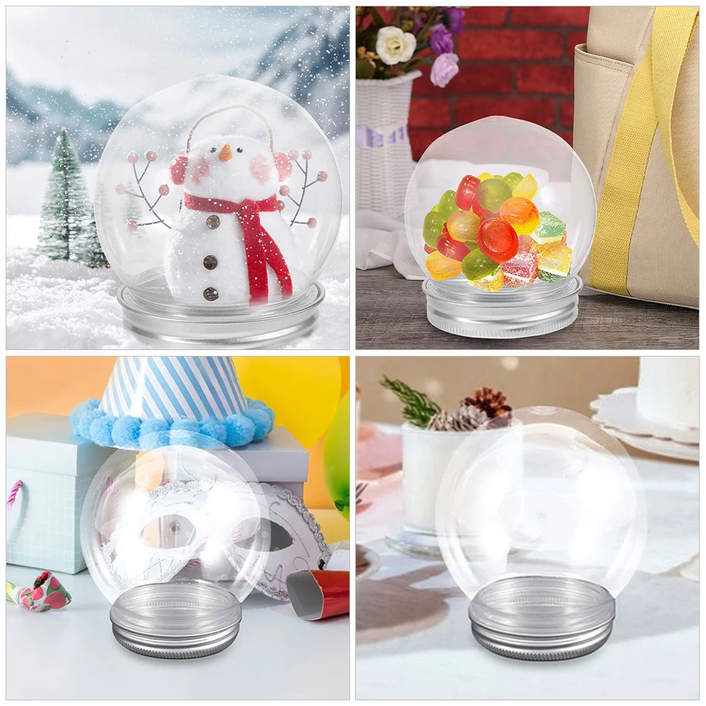 

6pcs Plastic Water Globe Candy Bottle 150ml Aluminum Cap Clear Empty Diy Snow Globes Crafts Making Christmas Xmas Decor