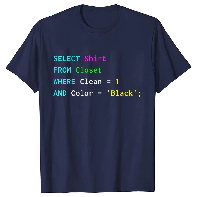 Retro Programmer Coding Database Print T-Shirt Loose Casual Men Women O-neck Short Sleeve Tees Fashion Brand Unisex T-shirts