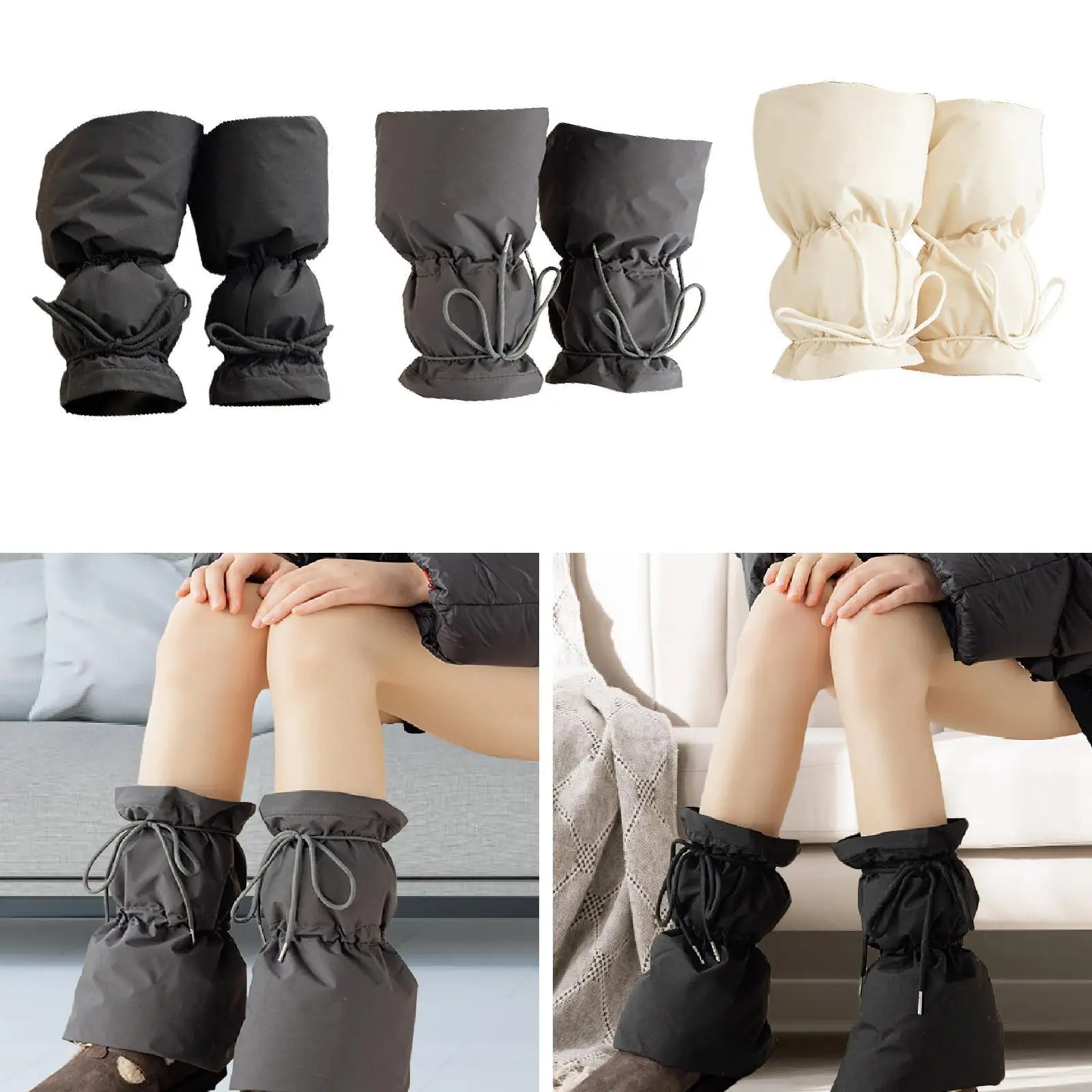Women Winter Puffer Leg Warmers Warm Thickened Stockings Soft Flared Boot Covers
