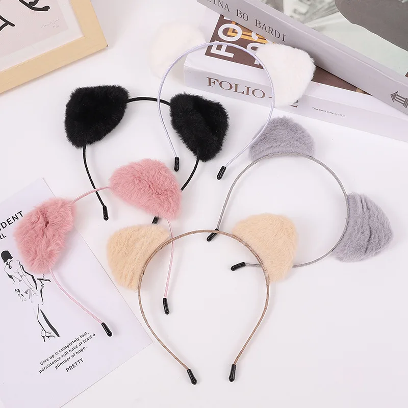 200Pcs Puffy Soft Plush Cat Pointed Ears Padded Appliques DIY Scarf Toy Clothes Sewing Materials Patches Hair Cilp Accessories