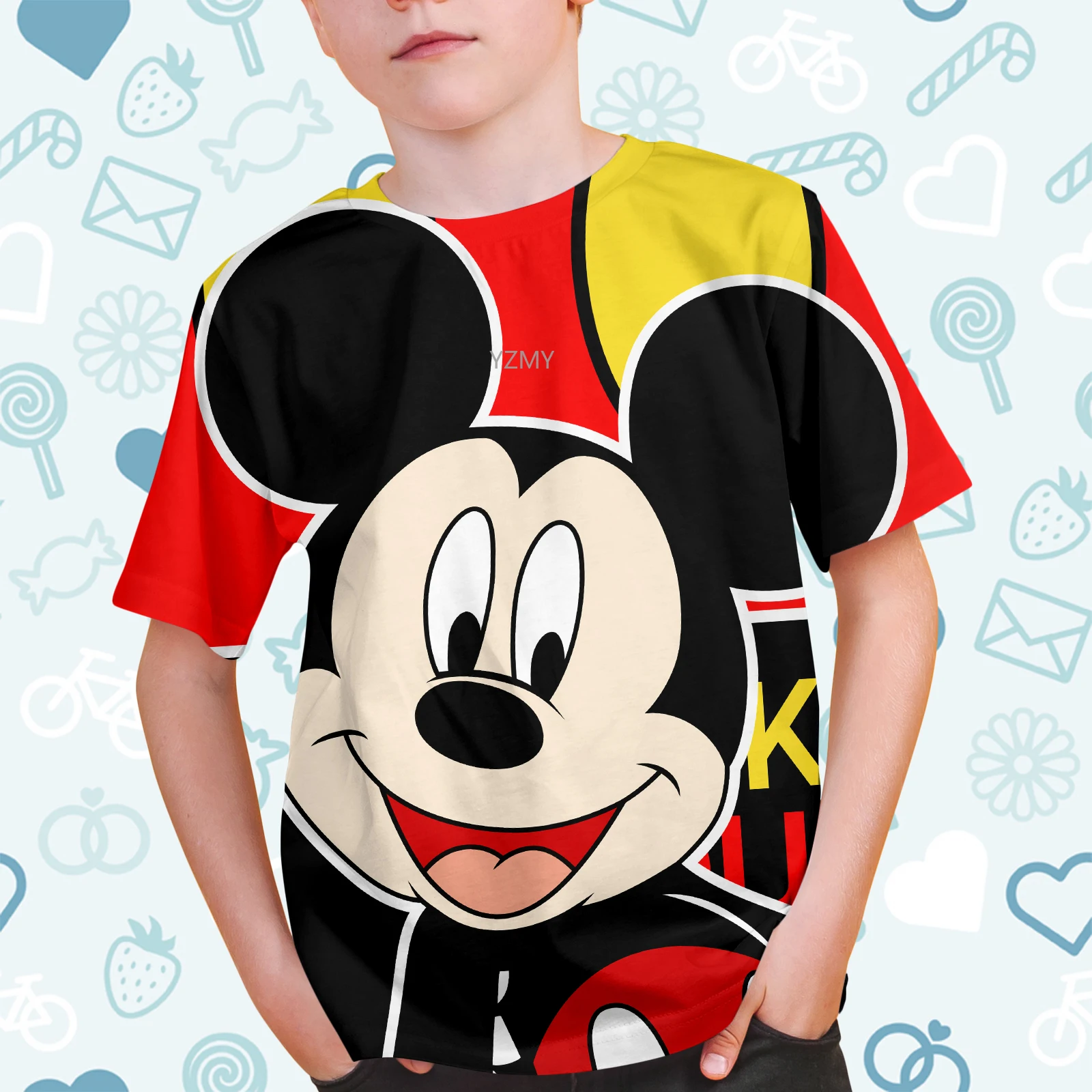 

2024 Disney Anime Mickey Minnie Children's 3d Tshirt Donald Duck Multiple Cartoon T-shirts Short Sleeve Daisy Duck Print Pattern