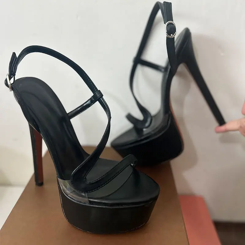 Onlymaker Sandalias de plataforma con punta abierta para mujer, sandalias finas de tacón alto para fiesta y noche, tacones de aguja