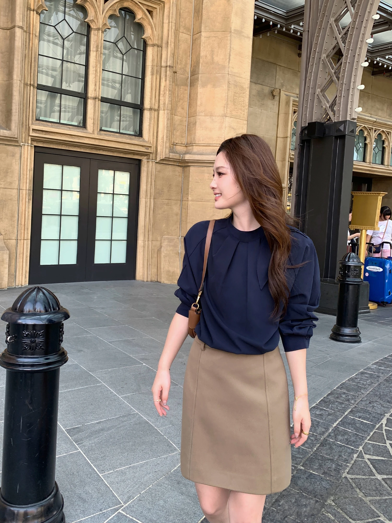 Pusumede Caramel Drunken Khaki High Waist Short Skirt Women's Slim Fit Half-length A-line Skirt Simple Daily Wear