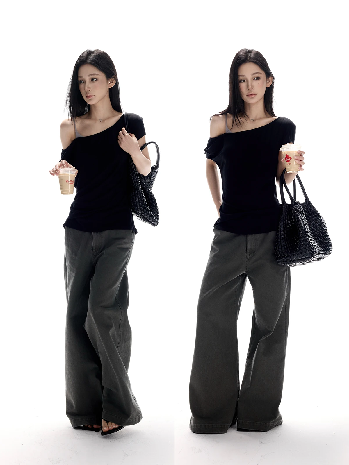 

CruOnit Classic Faion Waed Olive een Flared Casual Pants Women's mid Low Waist Drapey Loose Trousers Cotton Straight Leg