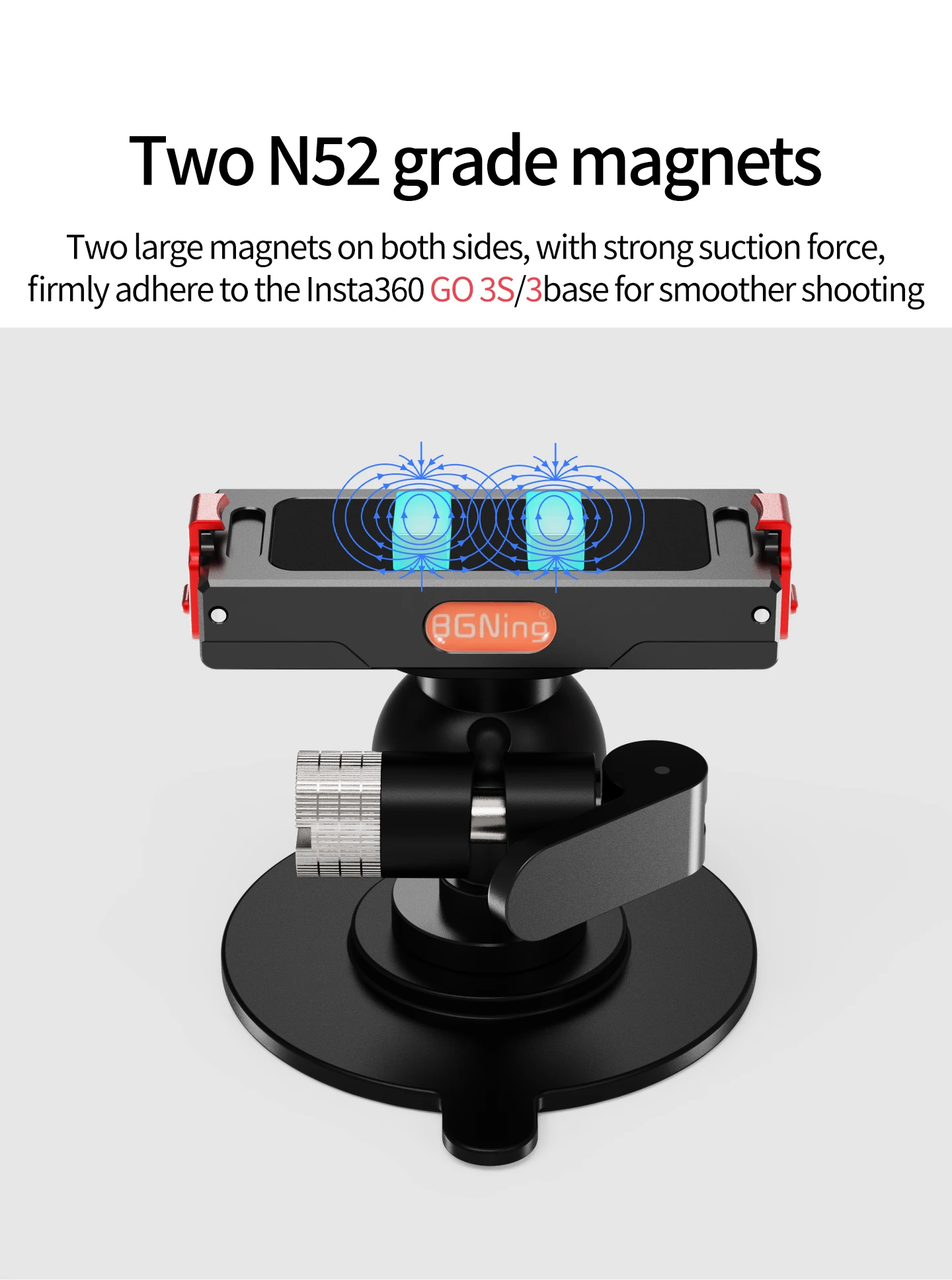 Verstellbare Kugelkopf-Kamerahalterung mit Klebe- und Saugnapfbefestigung für Motorrad und Auto, geeignet für Insta360 GO Ultra X5 X6 Ace Pro2 mit Magnetfuß – Detail 3