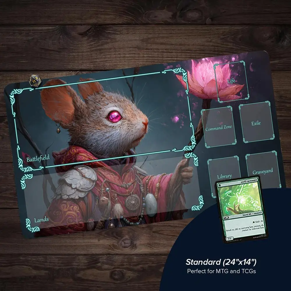 

Mysterious Rat Wizard MTG Playmat Magic Card Mat with Stitched Edge Non-Slip Durable Tabletop playmat Board Game Mat for TCG