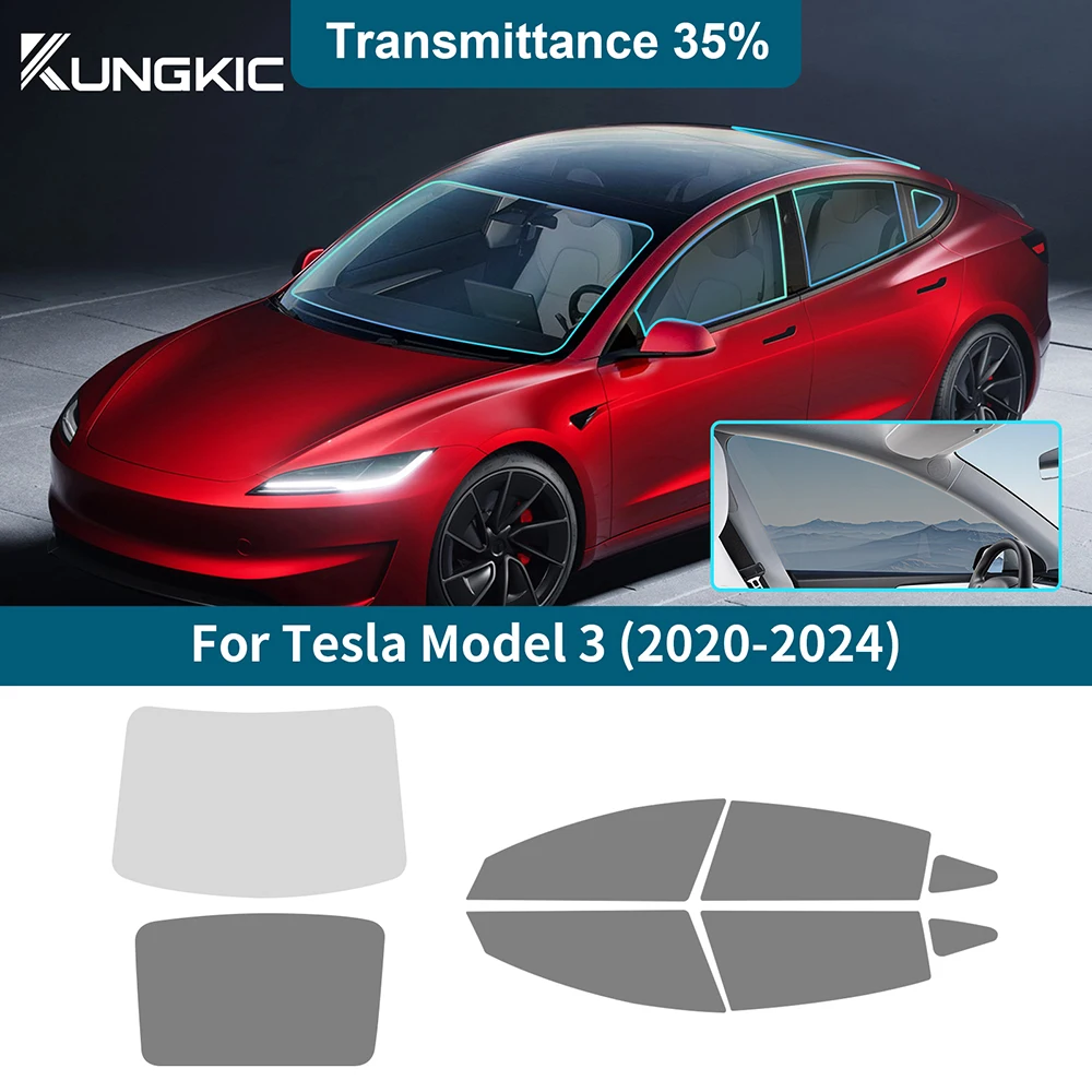 

Summer Tint Film For Tesla Model 3 Model3 2020 2021 2022 2023 2024 Accessories Car Front Rear Side Window Solar UV Protector