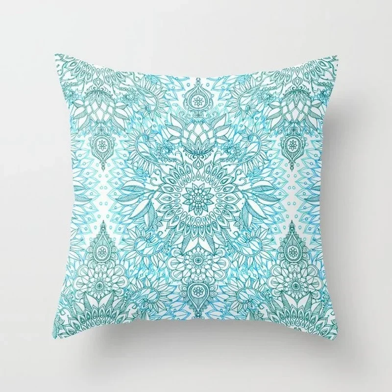 Hot Hipster Light Blue Green Mint Cushion Cases Modern Geometry Print Boho Decorative Pillowcase Sofa Throw Pillows 45x45cm