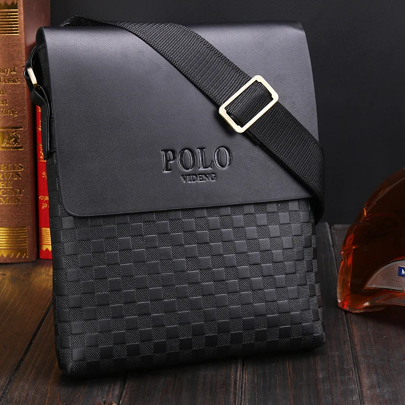 Men's Fashion Chessboard Pattern Embossed Single Shoulder Satchel Korean Style Casual Business Bag New Arrival Shoulder Bag