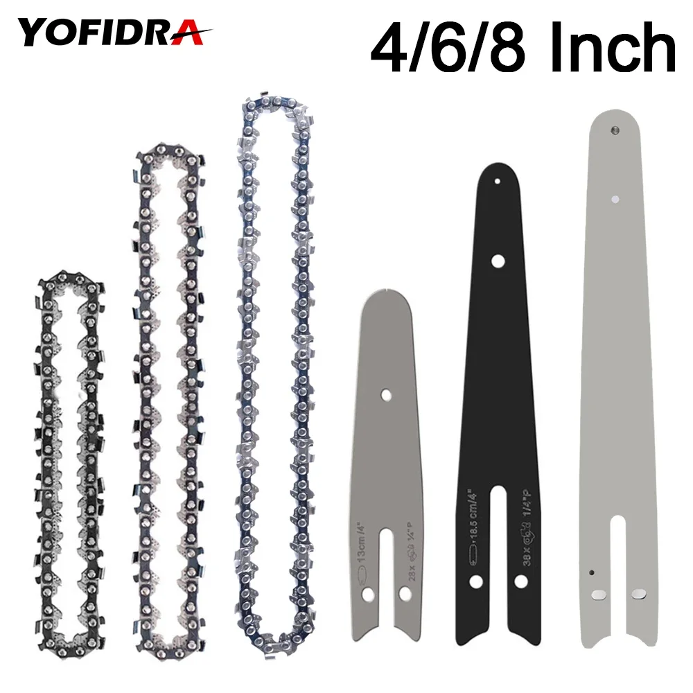 4/6/8 Inch Steel Chain and Guide Plate Set Suit for 4/6/8 Inch Electric Saw Chainsaw Used For Logging Pruning Electric Saw Parts